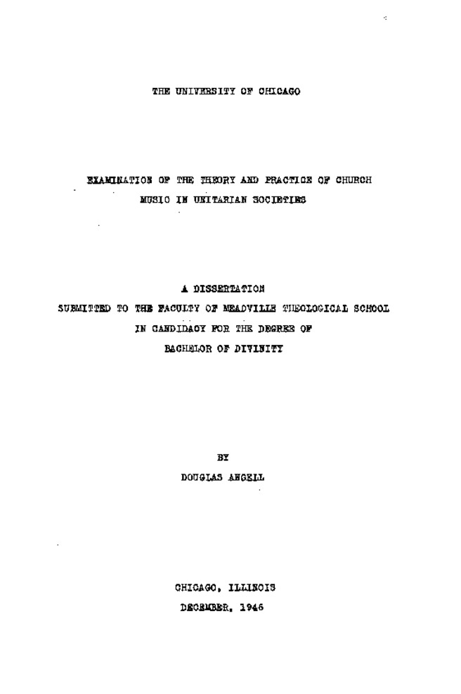 Examination of the Theory and Practice of Church Music in Unitarian Societies miniatura