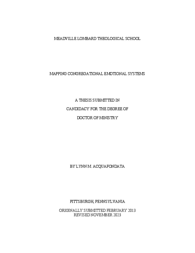 Mapping Congregational Emotional Systems Miniature